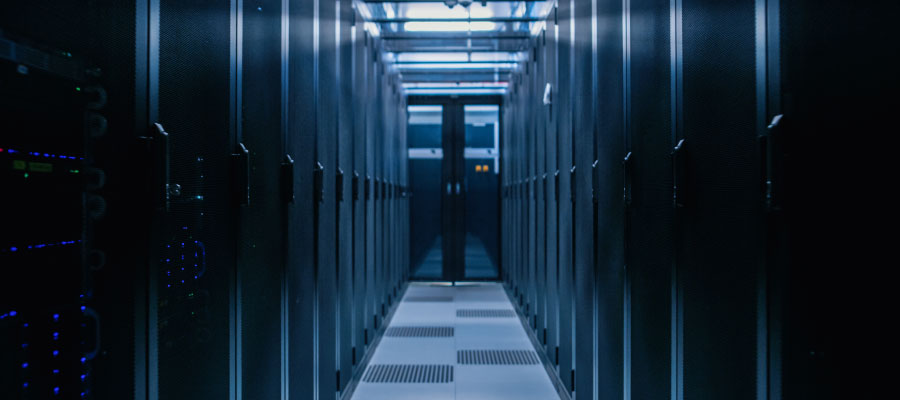 An image of aisle in a data center