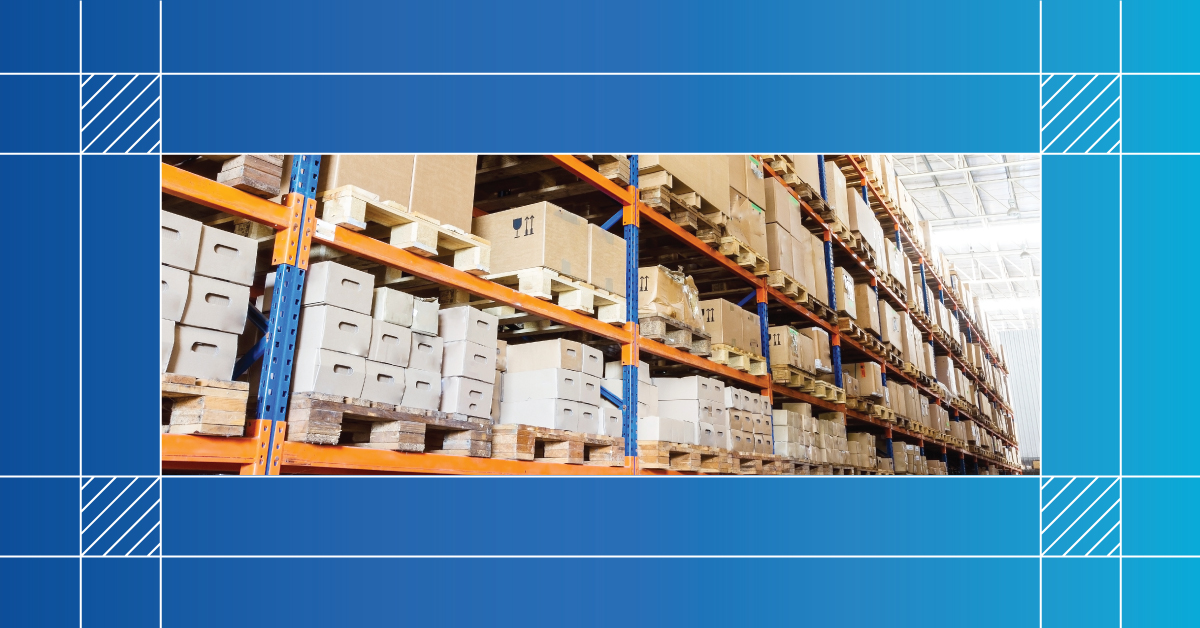 Boxes on Pallets and Shelves in Warehouse