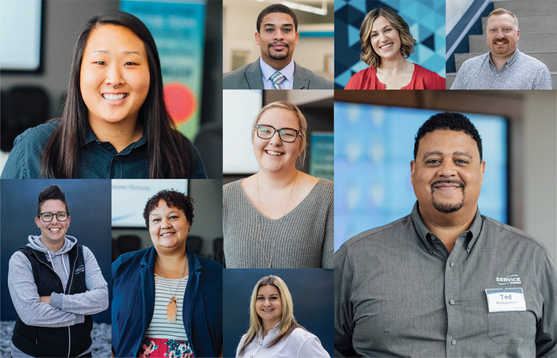 A collage image of the diverse professionals at Service Express.