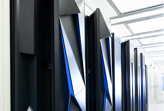 An image of IBM equipment within a data center